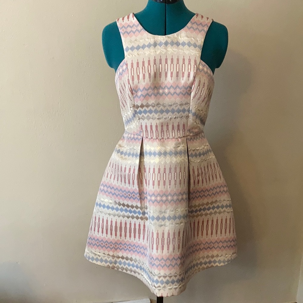 BCBG gold and light pink print dress